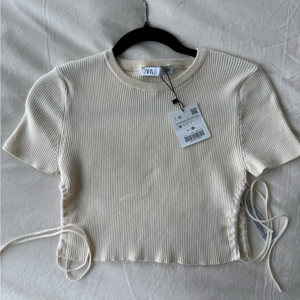 Zara Cream Ribbed Knit Top